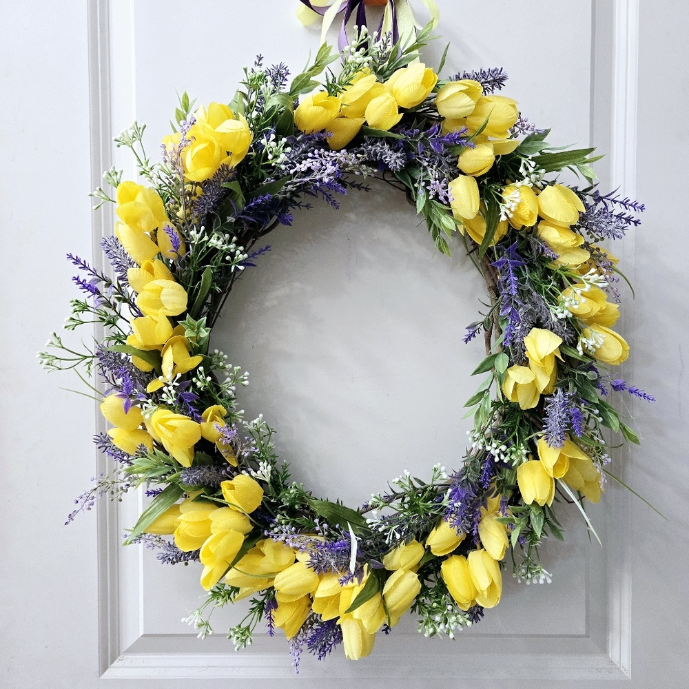 Lavender & Yellow Tulip Wreath